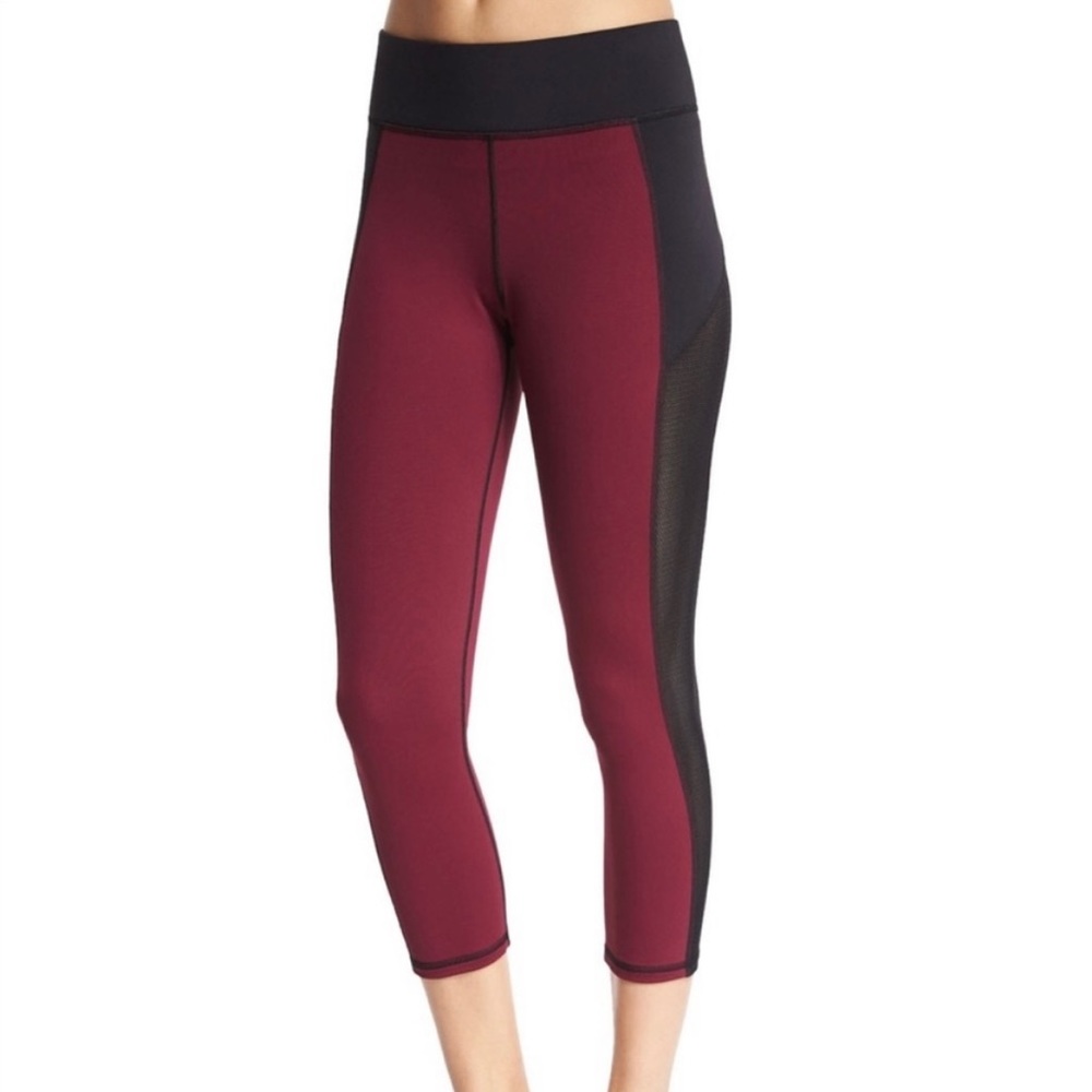MICHI light burgundy with black mesh 7/8 capri leggings